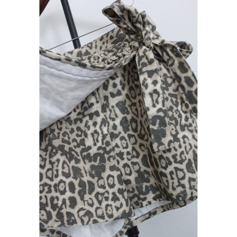 Entro Women's Leopard Print Braided Tie Wrap Skort Tan Charcoal Small - Picture 3 of 10